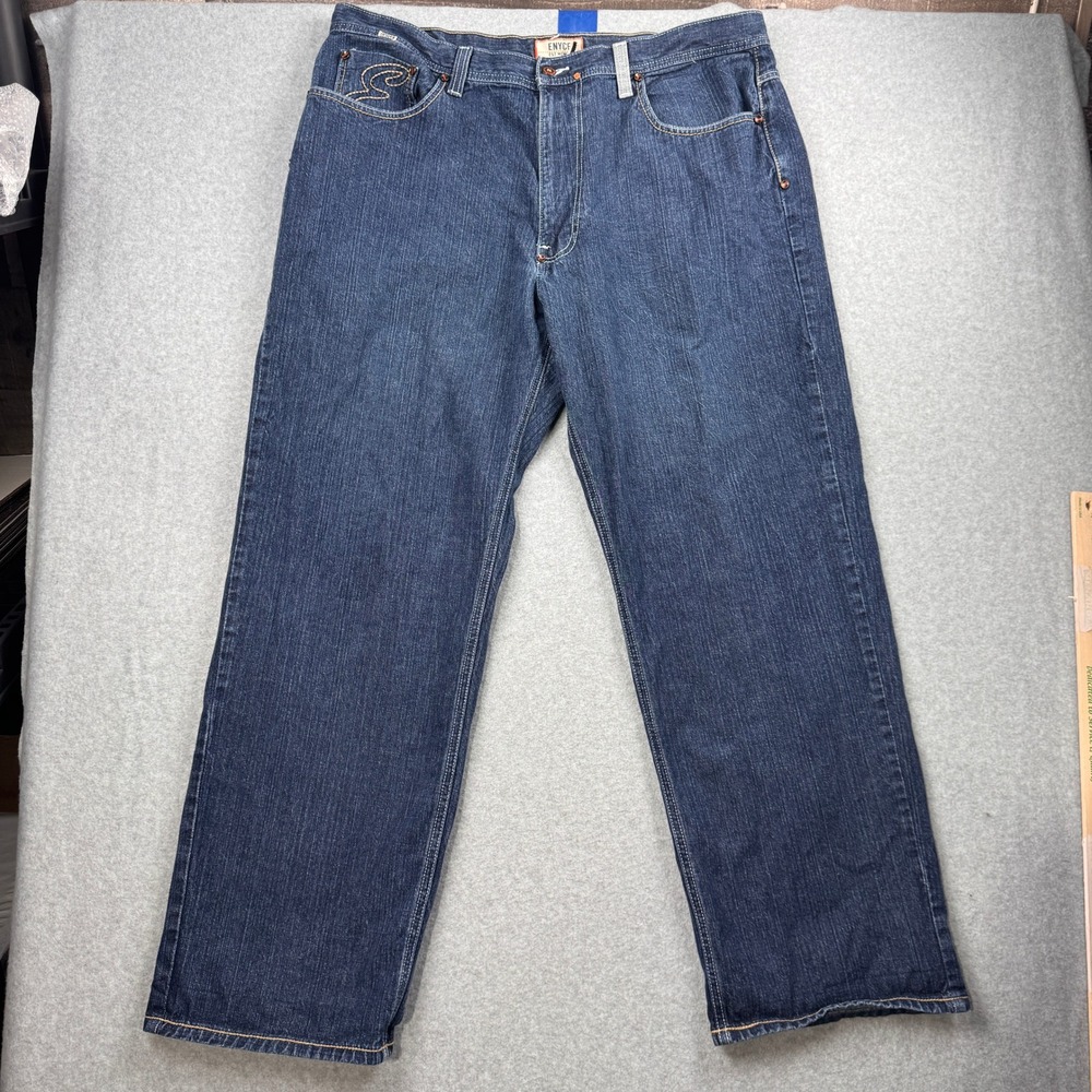 Enyce Jeans Mens 42 Blue Baggy Loose Wide Leg Embroidered Logo Streetwear Y2K - Picture 3 of 10